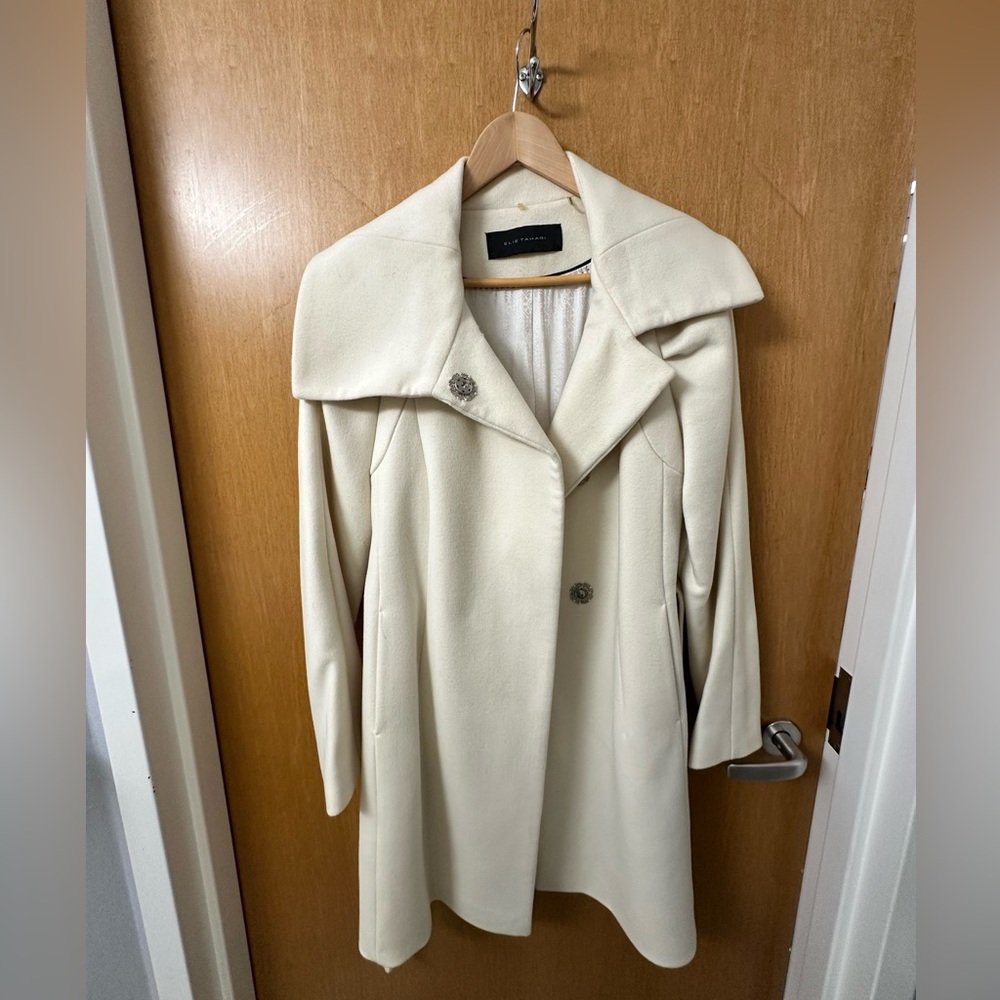 Elie Tahari wool cream wool coat